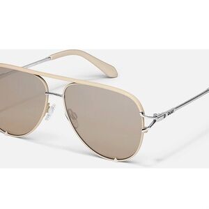 Quay Australia High Key Twist Tan Aviator Sunglasses w/ Sleek Metallic Frame NEW